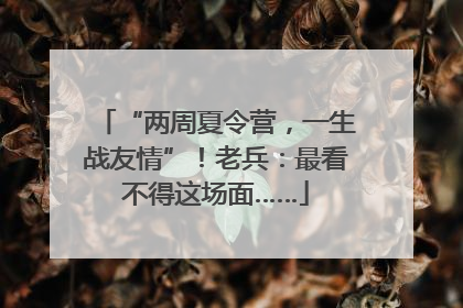 “两周夏令营，一生战友情”！老兵：最看不得这场面……