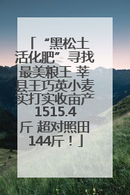 “黑松土 活化肥”寻找最美粮王 莘县王巧英小麦实打实收亩产1515.4斤 超对照田144斤！