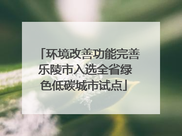 环境改善功能完善 乐陵市入选全省绿色低碳城市试点
