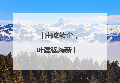 由政转企，叶建强履新