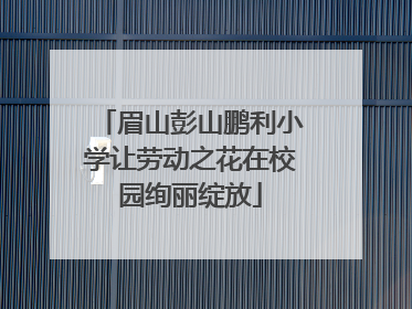 眉山彭山鹏利小学让劳动之花在校园绚丽绽放