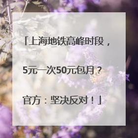 上海地铁高峰时段，5元一次50元包月？官方：坚决反对！