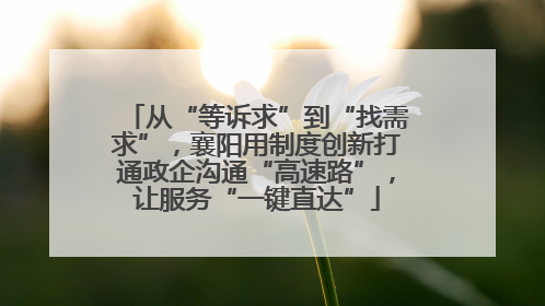 从“等诉求”到“找需求”,襄阳用制度创新打通政企沟通“高速路”,让服务“一键直达”