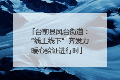 台前县凤台街道：“线上线下”齐发力 暖心验证进行时