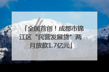 全国首创！成都市锦江区“民营发展贷”两月放款1.7亿元