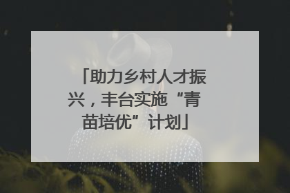 助力乡村人才振兴，丰台实施“青苗培优”计划