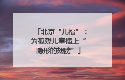 北京“儿福”：为孤残儿童插上“隐形的翅膀”