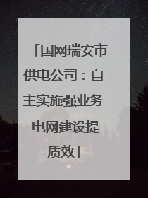 国网瑞安市供电公司：自主实施强业务 电网建设提质效
