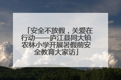 安全不放假，关爱在行动——庐江县同大镇农林小学开展暑假前安全教育大家访