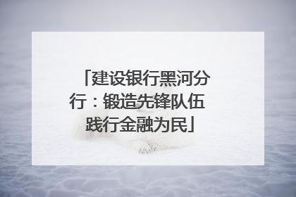 建设银行黑河分行：锻造先锋队伍 践行金融为民