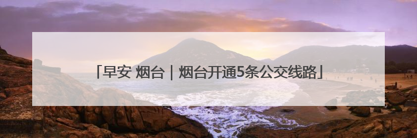 早安 烟台｜烟台开通5条公交线路