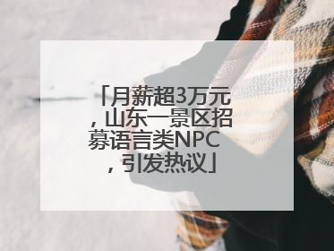 月薪超3万元，山东一景区招募语言类NPC，引发热议