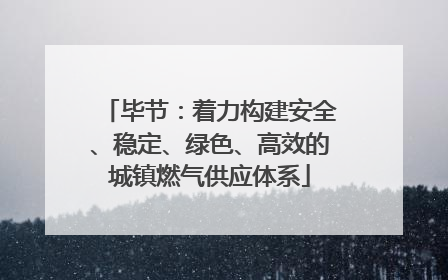毕节：着力构建安全、稳定、绿色、高效的城镇燃气供应体系