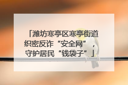 潍坊寒亭区寒亭街道织密反诈“安全网”，守护居民“钱袋子”