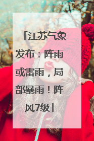 江苏气象发布：阵雨或雷雨，局部暴雨！阵风7级