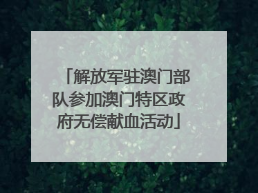 解放军驻澳门部队参加澳门特区政府无偿献血活动