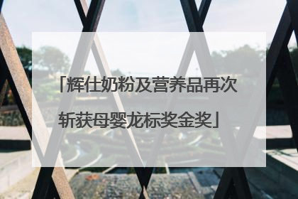 辉仕奶粉及营养品再次斩获母婴龙标奖金奖
