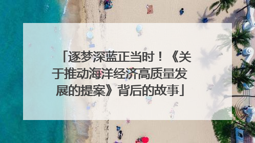 逐梦深蓝正当时！《关于推动海洋经济高质量发展的提案》背后的故事