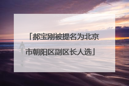郝宝刚被提名为北京市朝阳区副区长人选