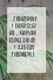 重磅利好！国常会定调，绿色制造风口来袭！12只潜力股曝光