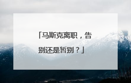 马斯克离职，告别还是暂别？